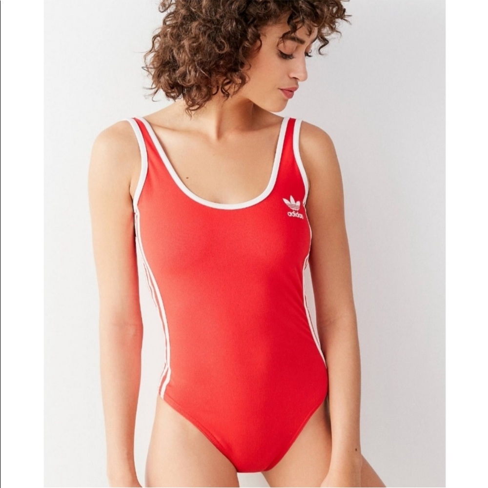 NWT Adidas 3 Stripes Red Bodysuit